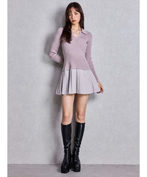 GYDA(ジェイダ)の「Mix material プリーツスカートニットワンピース(ワンピース・レディース・グレー/ブラック/ピンク・FREE)」の17枚目の写真