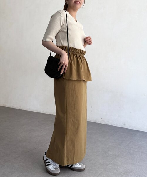 Chez toi（シェトワ）の「前後2WAY5分袖キーネックリブニット（ニット/セーター・レディース・ブラウン/ブラック/アイボリー/イエロー・FREE）」の13枚目の写真