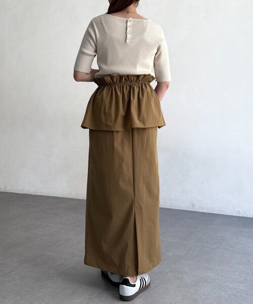 Chez toi（シェトワ）の「前後2WAY5分袖キーネックリブニット（ニット/セーター・レディース・ブラウン/ブラック/アイボリー/イエロー・FREE）」の14枚目の写真