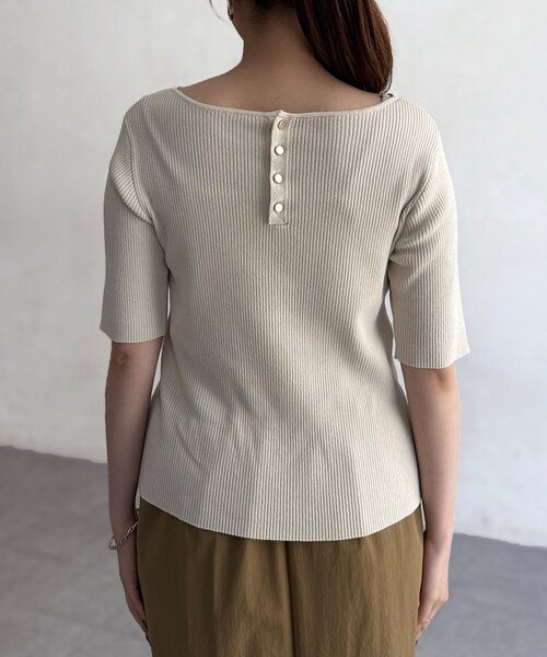 Chez toi（シェトワ）の「前後2WAY5分袖キーネックリブニット（ニット/セーター・レディース・ブラウン/ブラック/アイボリー/イエロー・FREE）」の16枚目の写真