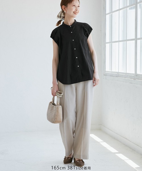 ROPE' PICNIC（ロペピクニック）の「着丈が選べるバルーンスリーブシャツブラウス/イージーケア（シャツ/ブラウス・レディース・オフホワイト/ブラック/キャメル・38/T38）」の13枚目の写真