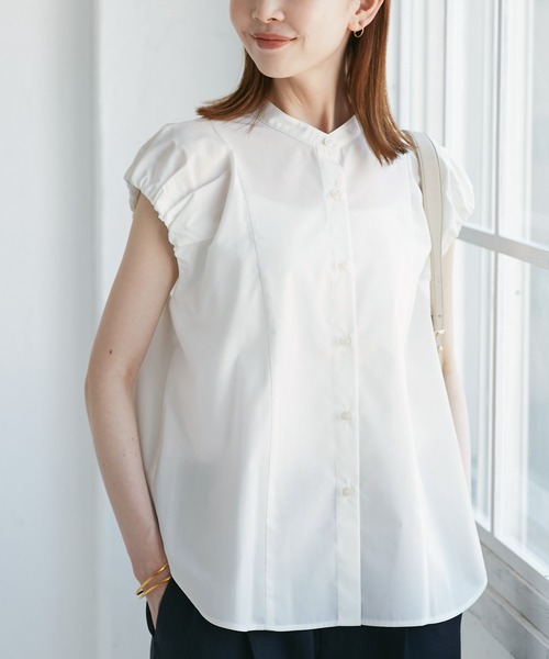 ROPE' PICNIC（ロペピクニック）の「着丈が選べるバルーンスリーブシャツブラウス/イージーケア（シャツ/ブラウス・レディース・オフホワイト/ブラック/キャメル・38/T38）」の21枚目の写真