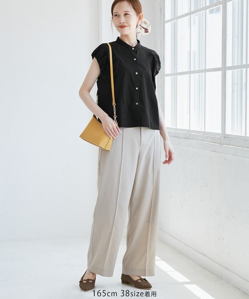 ROPE' PICNIC（ロペピクニック）の「着丈が選べるバルーンスリーブシャツブラウス/イージーケア（シャツ/ブラウス・レディース・オフホワイト/ブラック/キャメル・38/T38）」の8枚目の写真