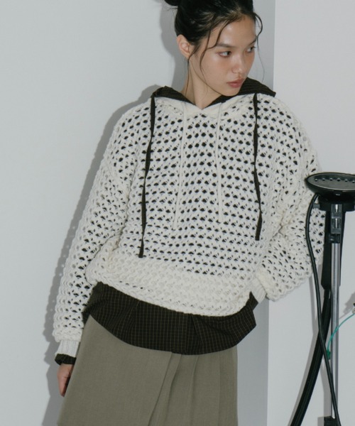 セール】メッシュフーディーニット（ニット/セーター）｜duei