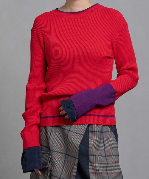 MARECHAL TERRE（マルシャルテル）の「カラーリブニット（ニット/セーター・レディース・パープル/アイボリー/グレー/レッド/ブラック・MEDIUM）」の5枚目の写真