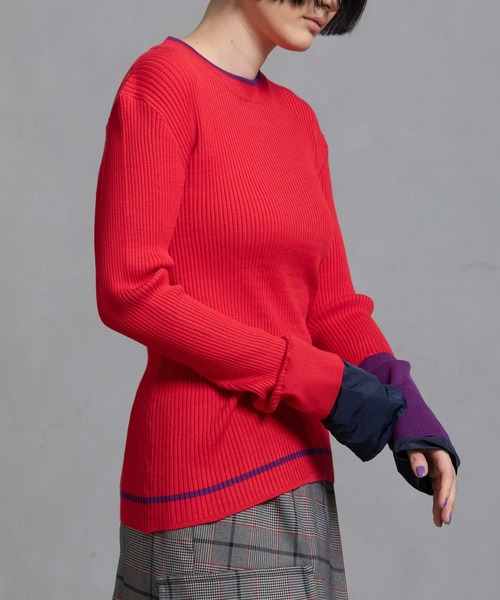 MARECHAL TERRE（マルシャルテル）の「カラーリブニット（ニット/セーター・レディース・パープル/アイボリー/グレー/レッド/ブラック・MEDIUM）」の6枚目の写真