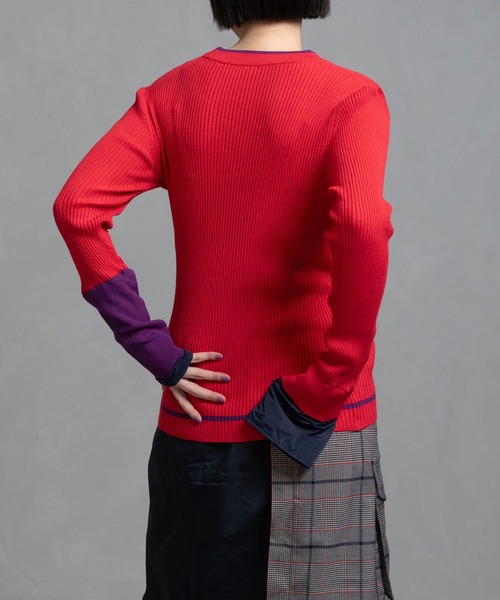 MARECHAL TERRE（マルシャルテル）の「カラーリブニット（ニット/セーター・レディース・パープル/アイボリー/グレー/レッド/ブラック・MEDIUM）」の7枚目の写真