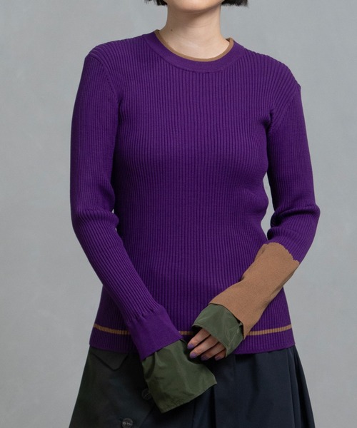 MARECHAL TERRE（マルシャルテル）の「カラーリブニット（ニット/セーター・レディース・パープル/アイボリー/グレー/レッド/ブラック・MEDIUM）」の13枚目の写真