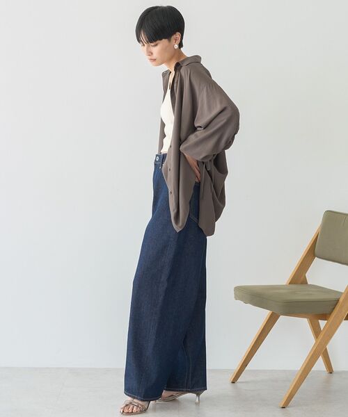 AMERICAN HOLIC(アメリカンホリック)の「シアーバックギャザーリボンシャツ(シャツ/ブラウス・レディース・ブラウン/ライトベージュ/ブルー・M/L)」の15枚目の写真