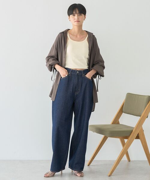 AMERICAN HOLIC(アメリカンホリック)の「シアーバックギャザーリボンシャツ(シャツ/ブラウス・レディース・ブラウン/ライトベージュ/ブルー・M/L)」の7枚目の写真