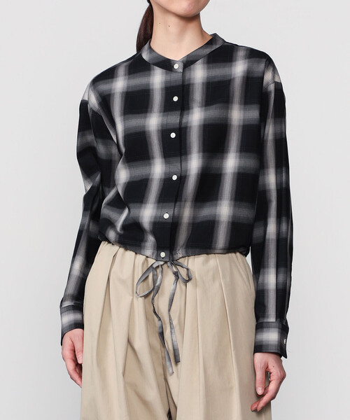 nicholson&nicholson（ニコルソンアンドニコルソン）の「nicholson & nicholson | ドローストリングブラウス チェック WOMEN（シャツ/ブラウス・レディース・ブラウン系その他/グレー系その他・38）」の13枚目の写真