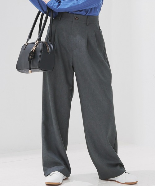 Honeys（ハニーズ）の「ストレートパンツ（股下６８ｃｍ）（スラックス・レディース・ブラック/ヘザーチャコール/ブラウン・L/SS/S/M/LL）」の3枚目の写真