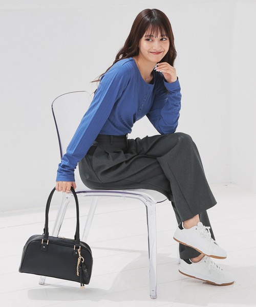 Honeys（ハニーズ）の「ストレートパンツ（股下６８ｃｍ）（スラックス・レディース・ブラック/ヘザーチャコール/ブラウン・L/SS/S/M/LL）」の7枚目の写真