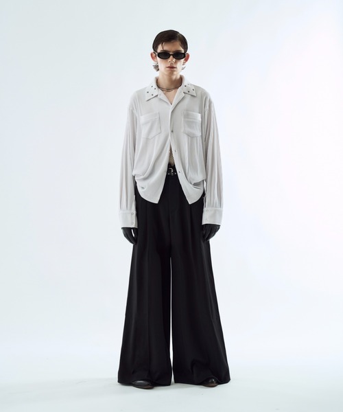 seyto サイズ2 /プリーツアイレットカラーシャツ Pleats eyelet collar shirt プリーツアイレットカラーシャツ（シャツ