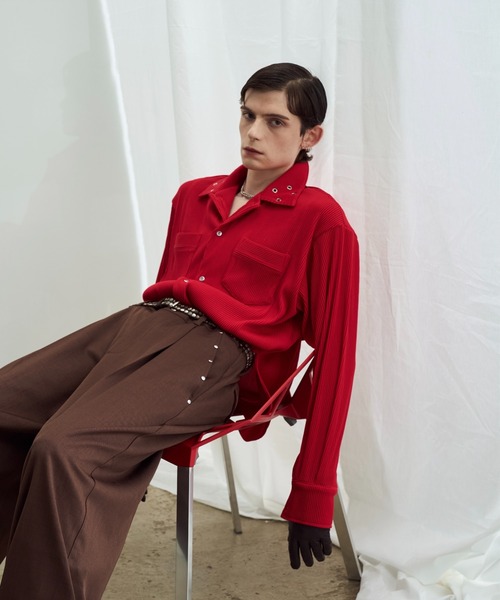 seyto プリーツアイレットカラーシャツ Pleats eyelet collar shirt