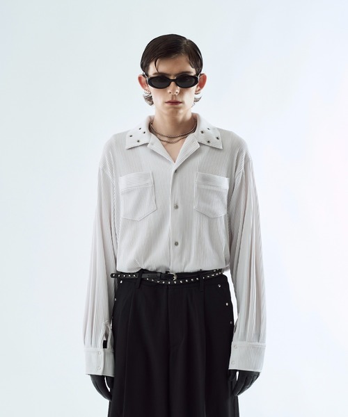 seyto サイズ2 /プリーツアイレットカラーシャツ Pleats eyelet collar shirt プリーツアイレットカラーシャツ（シャツ