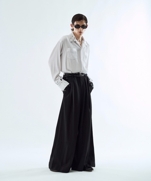 Pleats eyelet collar shirt プリーツアイレットカラーシャツ（シャツ