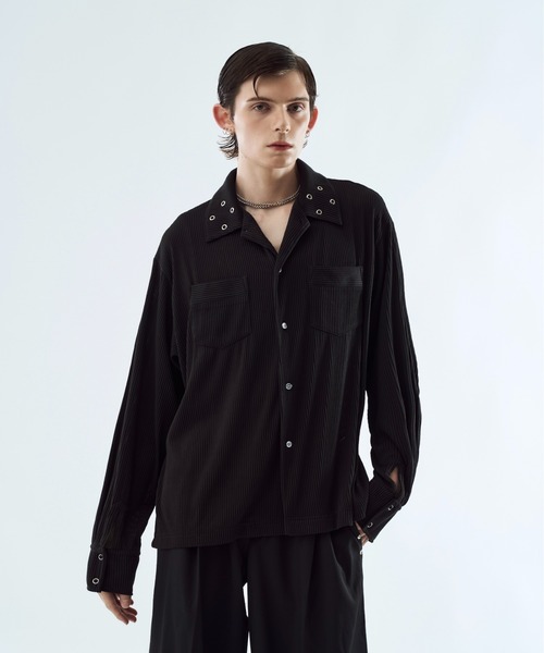 トップス seyto Pleats eyelet collar shirt セール】Pleats eyelet collar shirt プリーツアイレットカラーシャツ