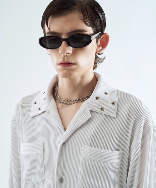 Pleats eyelet collar shirt プリーツアイレットカラーシャツ（シャツ