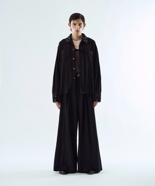 seyto プリーツアイレットカラーシャツ セール】Pleats eyelet collar shirt プリーツアイレットカラーシャツ