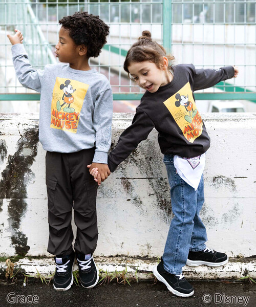 WASK（ワスク）の「【Disney(ディズニー)】<ミッキーマウス>ドロストBIGTシャツ（Tシャツ/カットソー・キッズ・グレー/ブラック・140cm/130cm/120cm）」の6枚目の写真