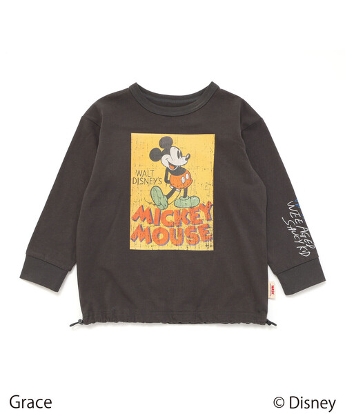 WASK（ワスク）の「【Disney(ディズニー)】<ミッキーマウス>ドロストBIGTシャツ（Tシャツ/カットソー・キッズ・グレー/ブラック・140cm/130cm/120cm）」の7枚目の写真