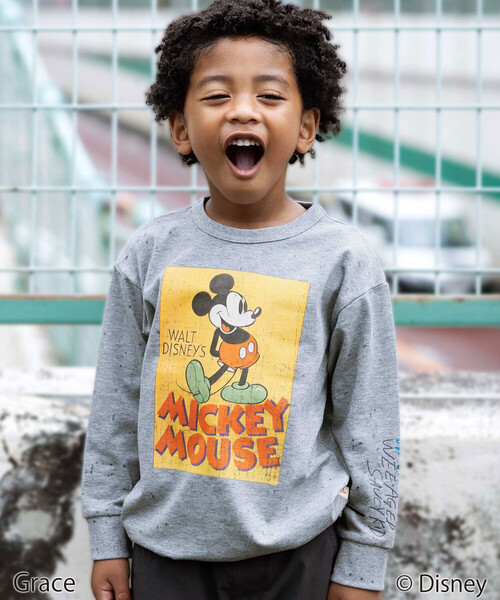 WASK（ワスク）の「【Disney(ディズニー)】<ミッキーマウス>ドロストBIGTシャツ（Tシャツ/カットソー・キッズ・グレー/ブラック・140cm/130cm/120cm）」の19枚目の写真