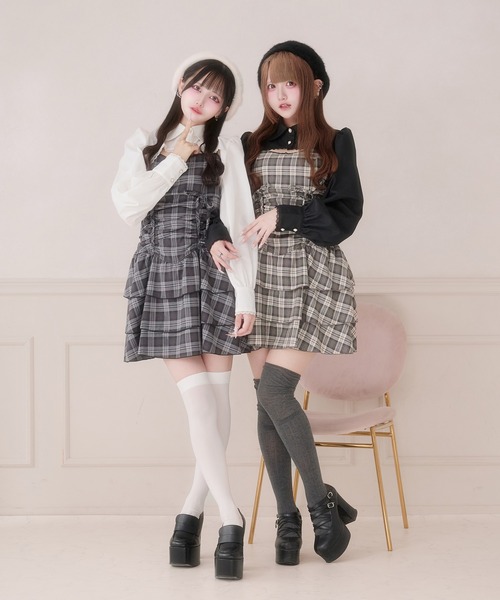 Pal elfy(パルエルフィー)の「ドロストティアードキャミワンピース(ワンピース・レディース・ブラック系その他/ブラウン系その他/ブラック系その他2/ダークブラウン・フリー)」の7枚目の写真