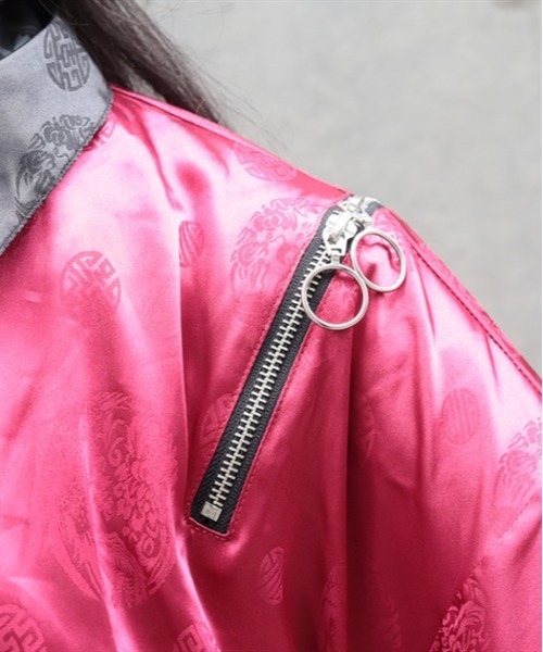 REZEN(リゼン)の「ジップ付配色和袖シャツ(シャツ/ブラウス・メンズ・ライトグレー/ローズ/ブルーパープル/レッドパープル・MEDIUM/LARGE)」の9枚目の写真