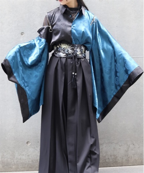 REZEN(リゼン)の「ジップ付配色和袖シャツ(シャツ/ブラウス・メンズ・ライトグレー/ローズ/ブルーパープル/レッドパープル・MEDIUM/LARGE)」の10枚目の写真