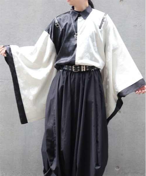 REZEN(リゼン)の「ジップ付配色和袖シャツ(シャツ/ブラウス・メンズ・ライトグレー/ローズ/ブルーパープル/レッドパープル・MEDIUM/LARGE)」の13枚目の写真