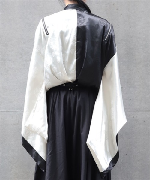 REZEN(リゼン)の「ジップ付配色和袖シャツ(シャツ/ブラウス・メンズ・ライトグレー/ローズ/ブルーパープル/レッドパープル・MEDIUM/LARGE)」の16枚目の写真