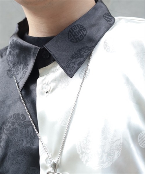 REZEN(リゼン)の「ジップ付配色和袖シャツ(シャツ/ブラウス・メンズ・ライトグレー/ローズ/ブルーパープル/レッドパープル・MEDIUM/LARGE)」の18枚目の写真