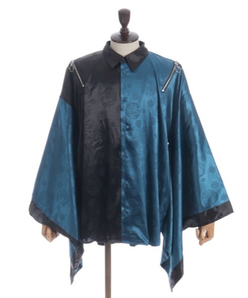 REZEN(リゼン)の「ジップ付配色和袖シャツ(シャツ/ブラウス・メンズ・ライトグレー/ローズ/ブルーパープル/レッドパープル・MEDIUM/LARGE)」の21枚目の写真