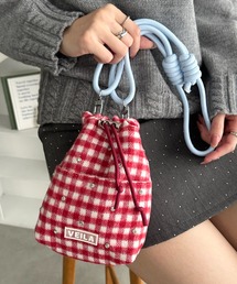 ショルダーバッグ（レッド/赤色系・チェック柄）ファッション