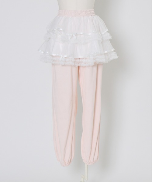 Lolime by mellfy memory(ロリミー バイ メルフィーメモリー)の「tulle layered skirt pants(スウェットパンツ・レディース・ピンク/グレー・M/LL)」の16枚目の写真