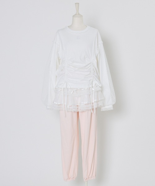 Lolime by mellfy memory(ロリミー バイ メルフィーメモリー)の「tulle layered skirt pants(スウェットパンツ・レディース・ピンク/グレー・M/LL)」の18枚目の写真