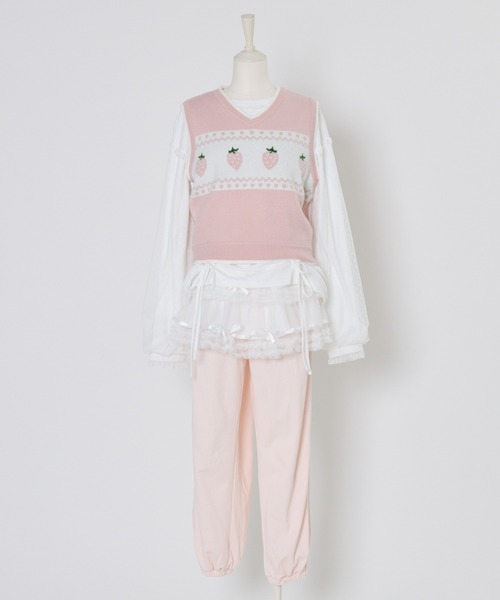 Lolime by mellfy memory(ロリミー バイ メルフィーメモリー)の「tulle layered skirt pants(スウェットパンツ・レディース・ピンク/グレー・M/LL)」の19枚目の写真