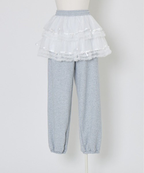 Lolime by mellfy memory(ロリミー バイ メルフィーメモリー)の「tulle layered skirt pants(スウェットパンツ・レディース・ピンク/グレー・M/LL)」の10枚目の写真