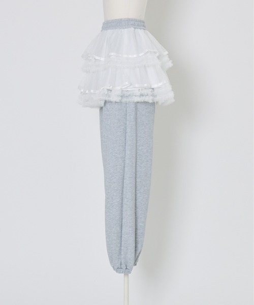 Lolime by mellfy memory(ロリミー バイ メルフィーメモリー)の「tulle layered skirt pants(スウェットパンツ・レディース・ピンク/グレー・M/LL)」の11枚目の写真