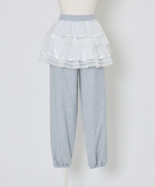Lolime by mellfy memory(ロリミー バイ メルフィーメモリー)の「tulle layered skirt pants(スウェットパンツ・レディース・ピンク/グレー・M/LL)」の12枚目の写真