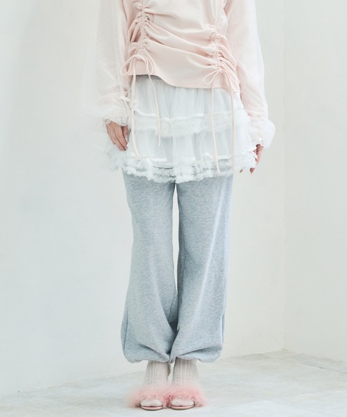 Lolime by mellfy memory(ロリミー バイ メルフィーメモリー)の「tulle layered skirt pants(スウェットパンツ・レディース・ピンク/グレー・M/LL)」の21枚目の写真