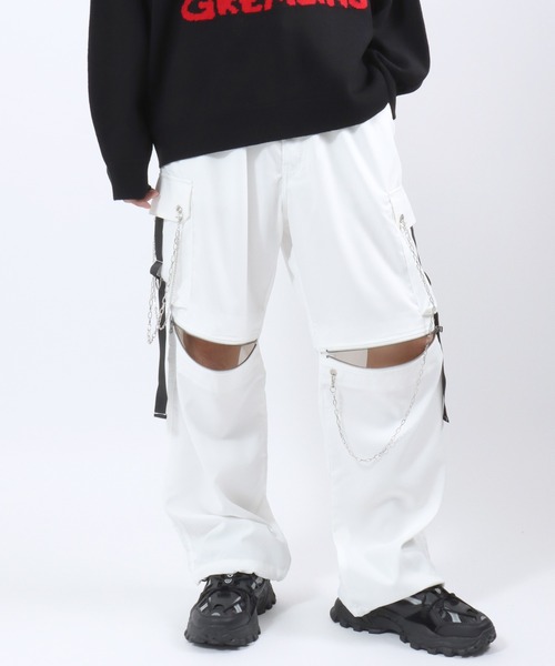 セール】チェーン付ワイドシルエットカーゴパンツ メンズ レディース