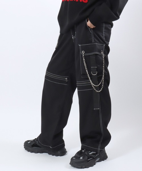セール】チェーン付ワイドシルエットカーゴパンツ メンズ レディース