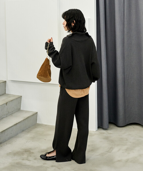 FREAK'S STORE(フリークスストア)の「<マシーンウォッシャブル>シルク入り 畔編み ハーフジップニット /セットアップ対応(ニット/セーター・レディース・オフホワイト/キャメル/チャコール/ネイビー・フリ-)」の7枚目の写真
