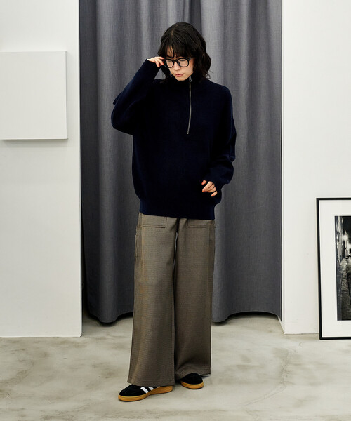 FREAK'S STORE(フリークスストア)の「<マシーンウォッシャブル>シルク入り 畔編み ハーフジップニット /セットアップ対応(ニット/セーター・レディース・オフホワイト/キャメル/チャコール/ネイビー・フリ-)」の14枚目の写真