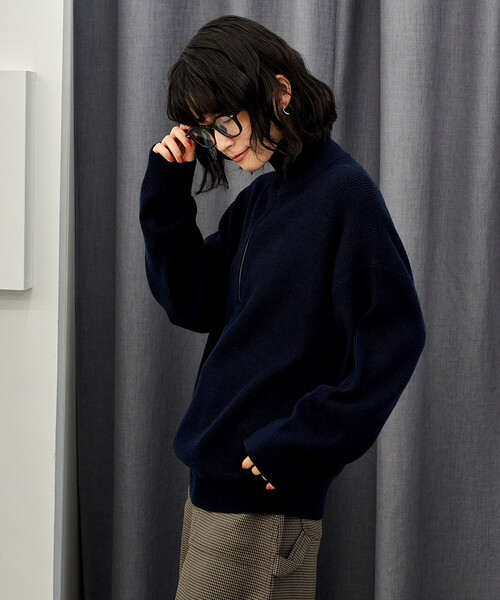 FREAK'S STORE(フリークスストア)の「<マシーンウォッシャブル>シルク入り 畔編み ハーフジップニット /セットアップ対応(ニット/セーター・レディース・オフホワイト/キャメル/チャコール/ネイビー・フリ-)」の19枚目の写真