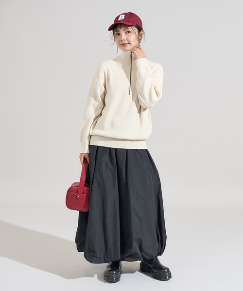 FREAK'S STORE(フリークスストア)の「<マシーンウォッシャブル>シルク入り 畔編み ハーフジップニット /セットアップ対応(ニット/セーター・レディース・オフホワイト/キャメル/チャコール/ネイビー・フリ-)」の21枚目の写真