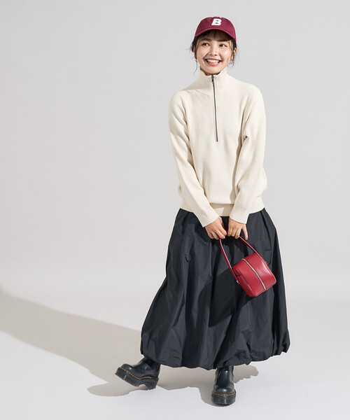 FREAK'S STORE(フリークスストア)の「<マシーンウォッシャブル>シルク入り 畔編み ハーフジップニット /セットアップ対応(ニット/セーター・レディース・オフホワイト/キャメル/チャコール/ネイビー・フリ-)」の22枚目の写真