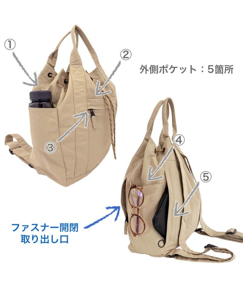 ROOTOTE(ルートート)の「ルートート / SC.セオルー.ドローストリング-A(バックパック/リュック・レディース・ブラック/ブルー/ベージュ/タン・FREE)」の20枚目の写真